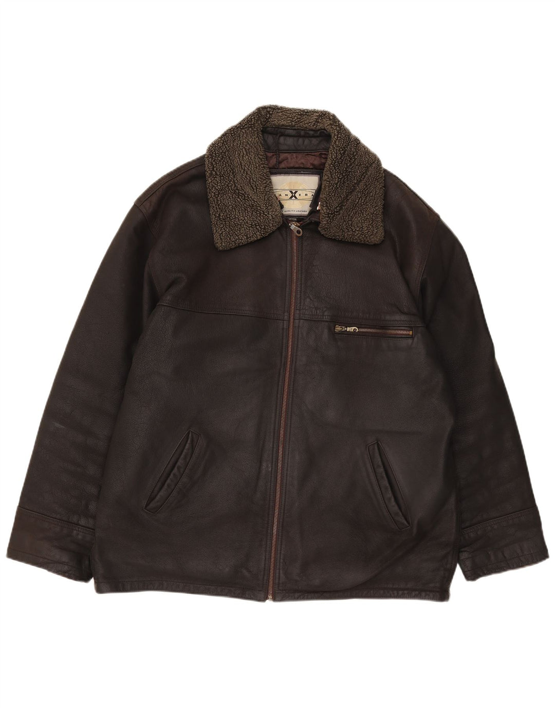 PANTERA Chaqueta de cuero para hombre UK 44 2XL Cuero marrón