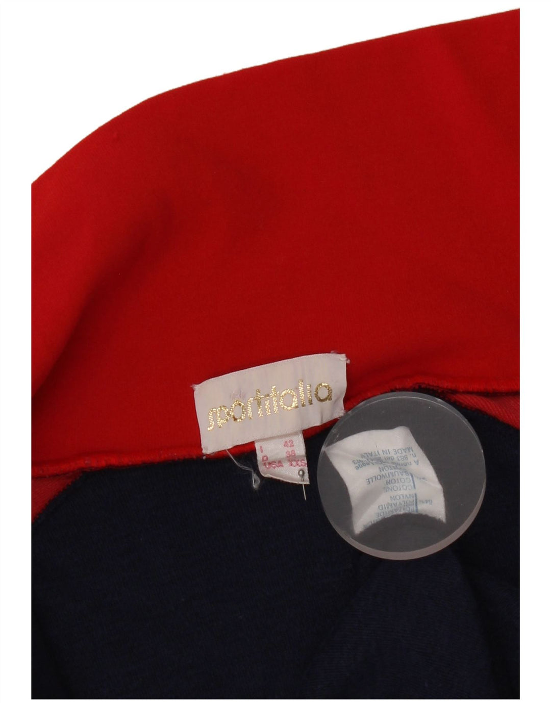 Vintage hombres chándal top chaqueta 2XS azul marino colorblock poliamida