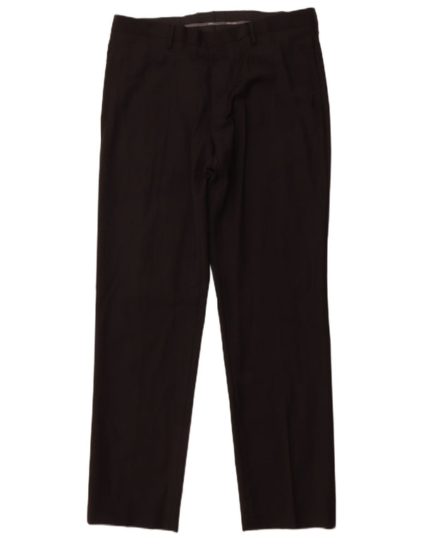 ZARA Mens Straight Suit Trousers EU 44 Large W34 L31 Black Wool