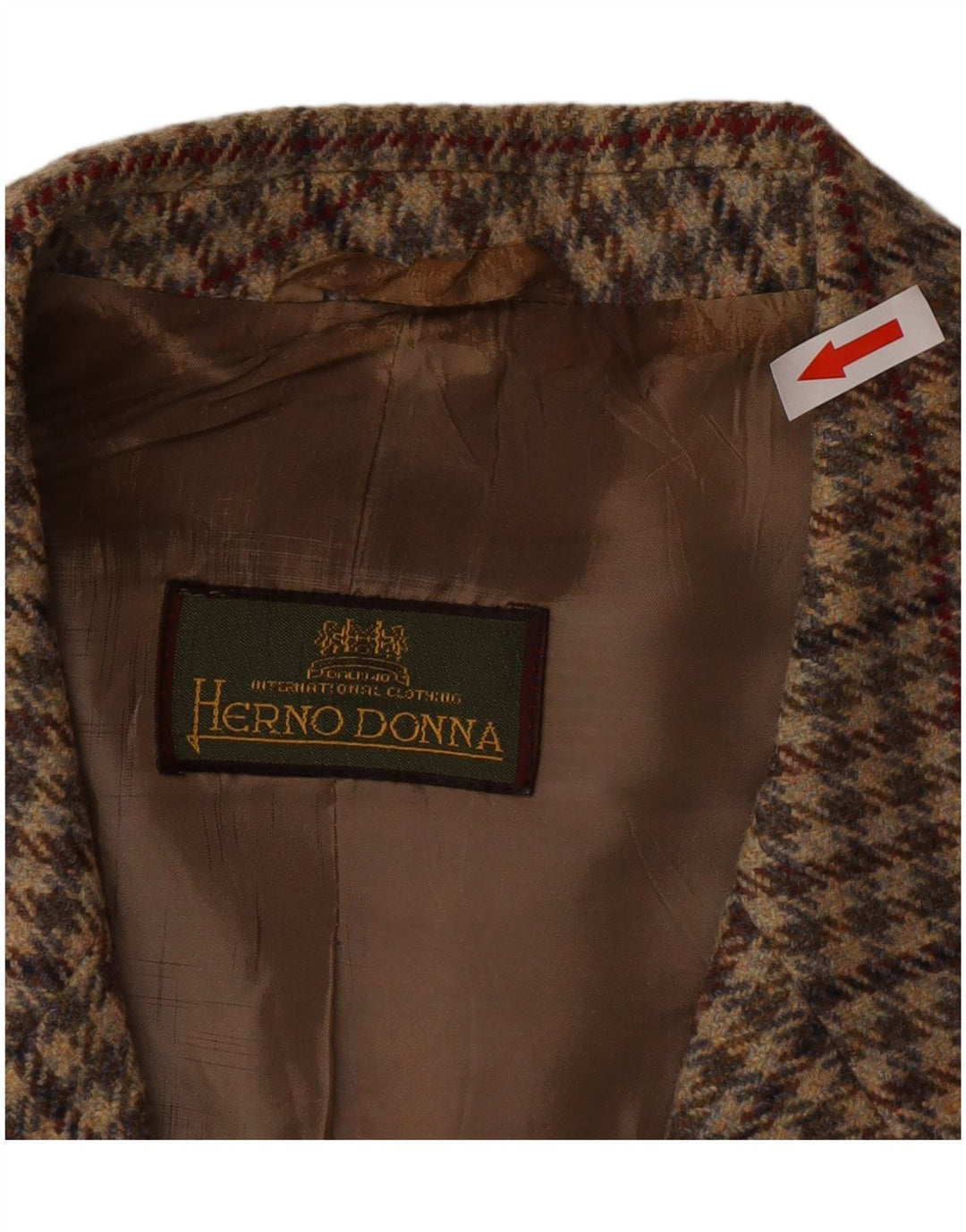 Herno Donna Chaqueta tipo blazer de 2 botones para mujer IT 50 XL Lana de pata de gallo marrón