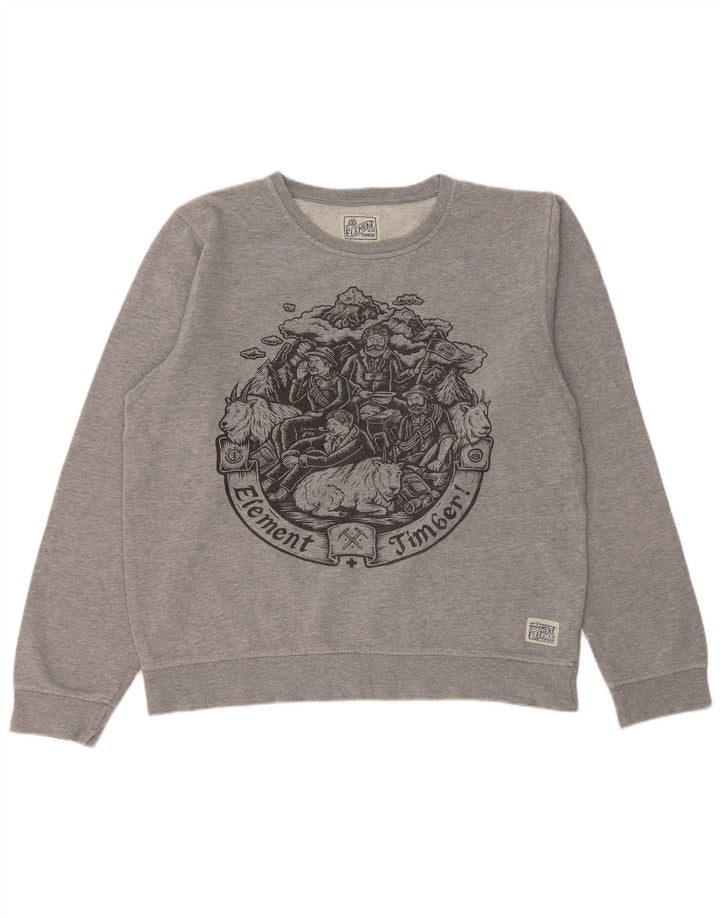 ELEMENT Sudadera Gráfica para Hombre Jersey Grande Gris Algodón