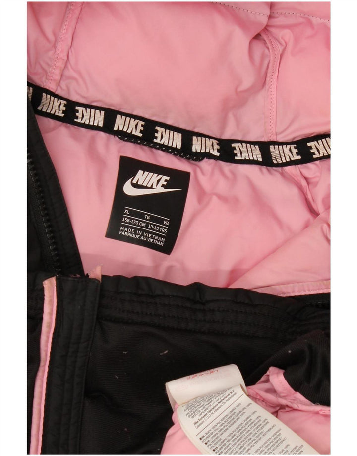 Nike Chaqueta acolchada con capucha Niñas 13-14 años XL Negro Poliéster