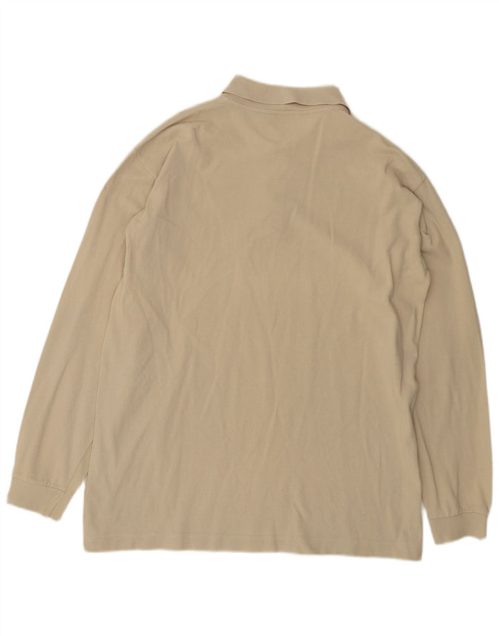 KAPPA Polo de manga larga para hombre, tamaño grande, algodón beige