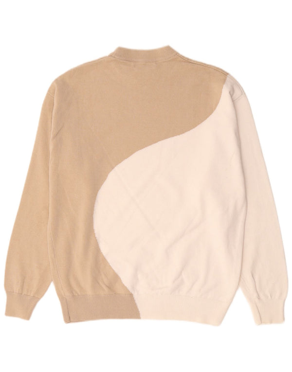 Zara Mujer Sudadera Oversize Jersey UK 10 Small Beige Colorblock