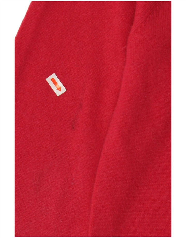CREW CLOTHING Suéter con Cuello en V para Hombre Lana Merino Roja Mediana