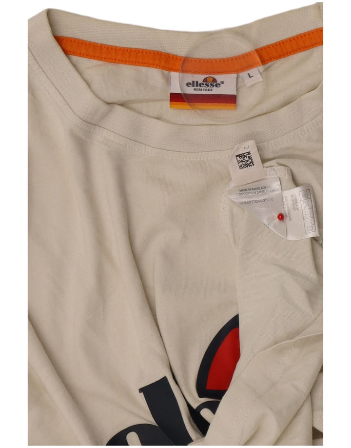 Ellesse Mens Heritage Graphic Camiseta Top Grande Algodón Blanco