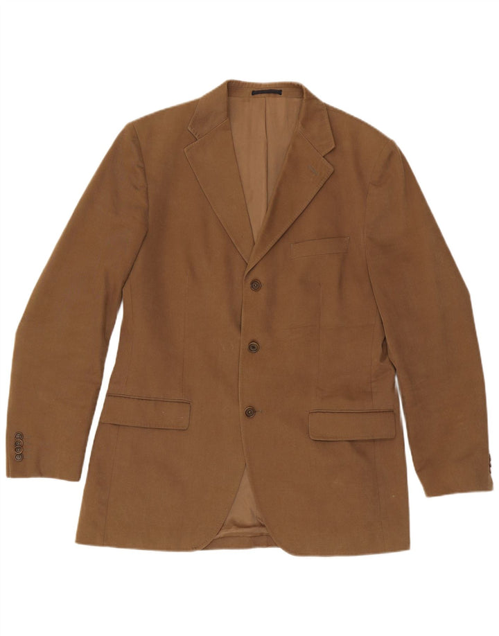 Massimo Dutti Chaqueta Blazer de 3 Botones para Hombre EU 52 Grande Algodón Beige
