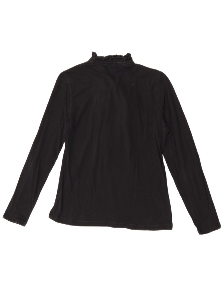 Ralph Lauren Top con volantes en la parte delantera para mujer, manga larga, Reino Unido 12, mediano, negro