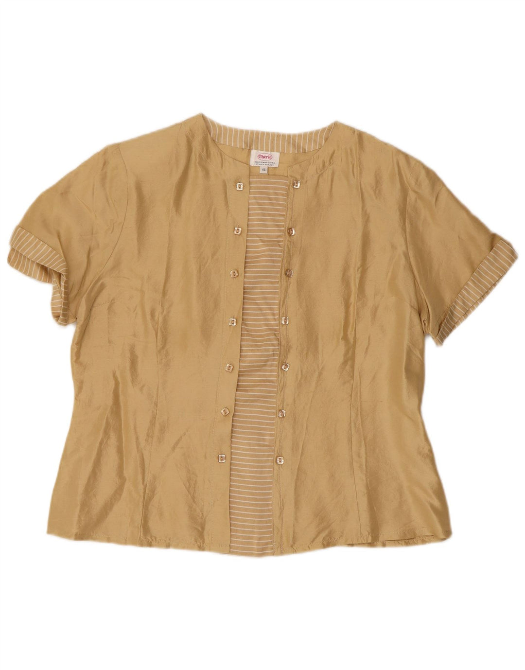 CHERIE Blusa para Mujer Top IT 46 Grande Seda Beige