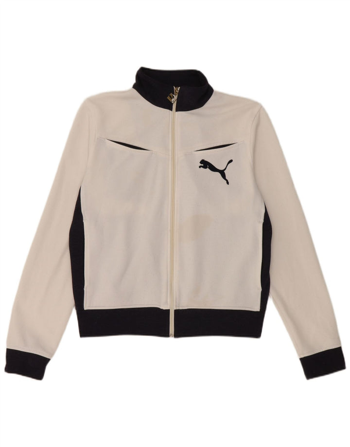 Puma Chaqueta de chándal para mujer UK 40 Mediana Blanco Colorblock Poliéster