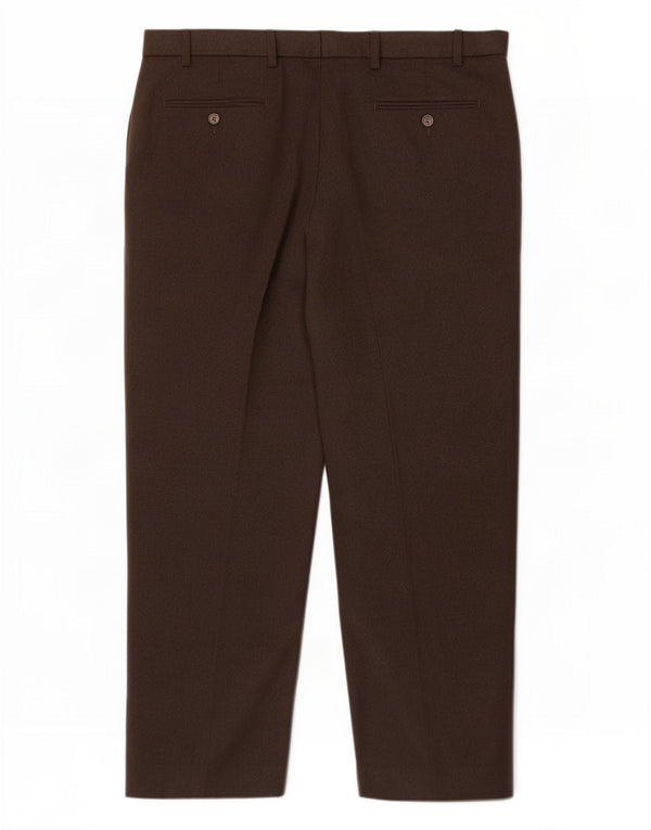 Marks & Spencer Pantalón de traje regular para hombre W38 L29 Poliéster marrón