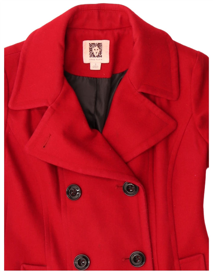 ANNE KLEIN Abrigo cruzado para mujer UK 10 Small Rojo