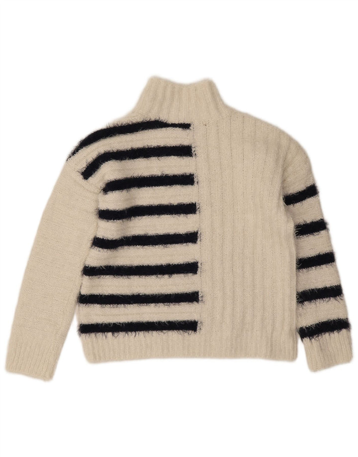 Marks & Spencer Suéter tipo jersey con cuello alto para mujer UK 10 Small Off White