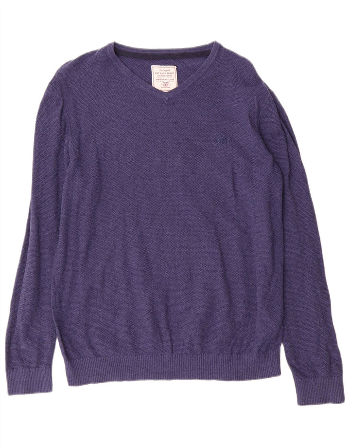Jersey con cuello en V para hombre de Fat Face Algodón azul medio