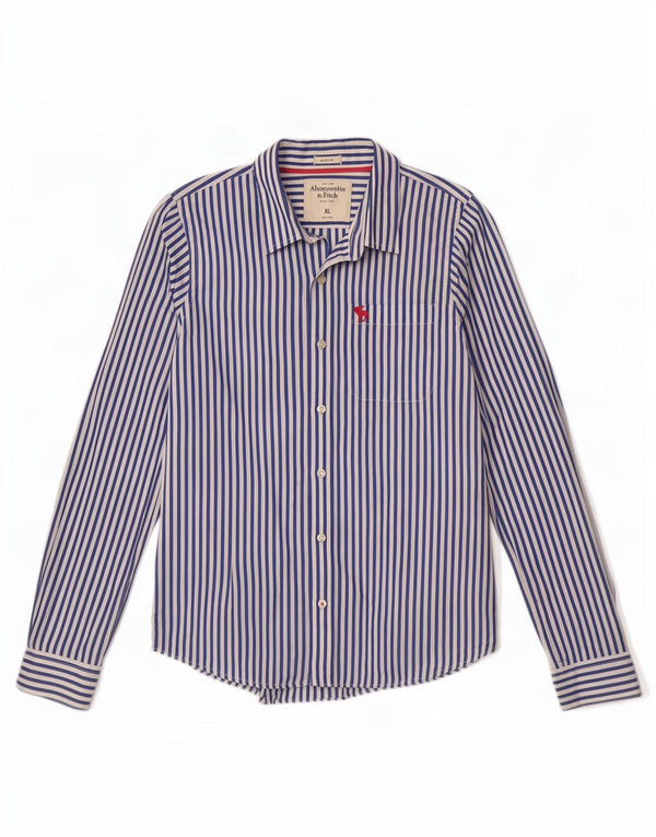 Abercrombie & Fitch Camisa musculosa para hombre XL Algodón a rayas azules