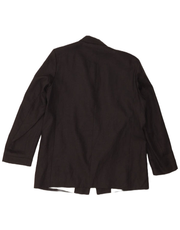 Zara Mujer Chaqueta Americana Abierta UK 40 XL Lino Negro