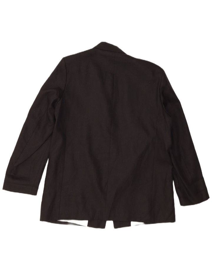 Zara Mujer Chaqueta Americana Abierta UK 40 XL Lino Negro
