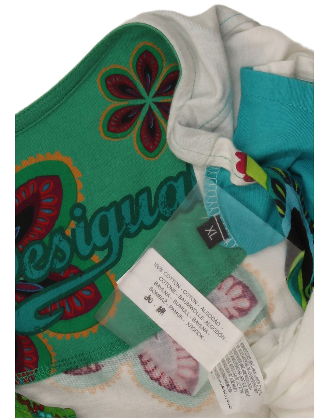 DESIGUAL Top tipo túnica asimétrico gráfico para mujer UK 40 XL Multicolor Floral