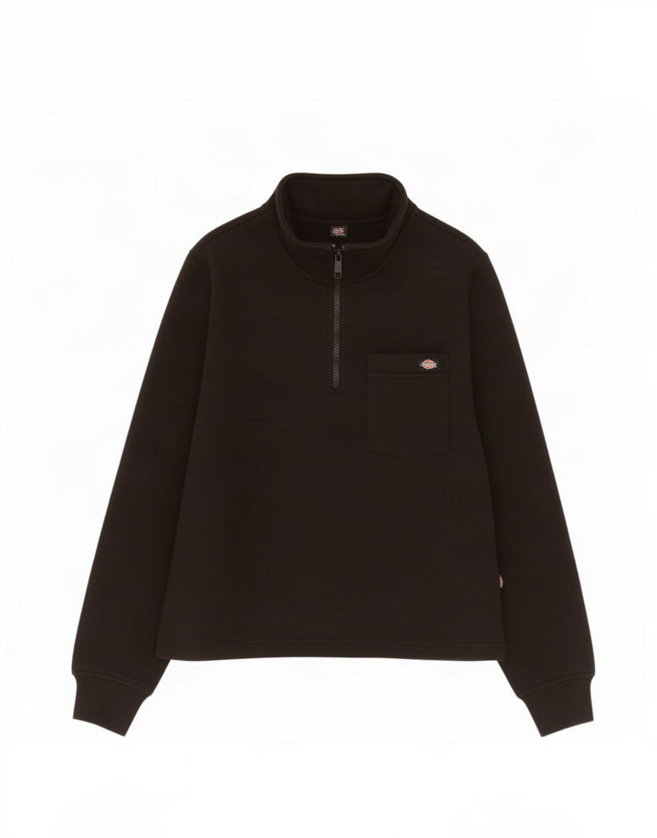Dickies - Sudadera con cuello y cremallera para mujer, talla 40, talla M, color negro