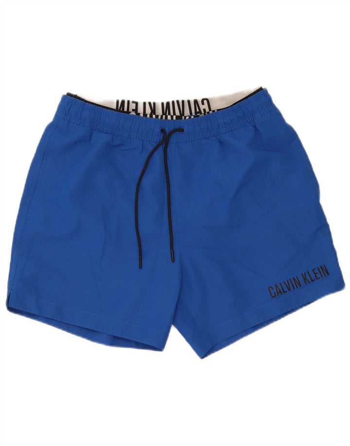 Calvin Klein Shorts De Baño Gráfico Para Hombre Poliéster Azul Medio