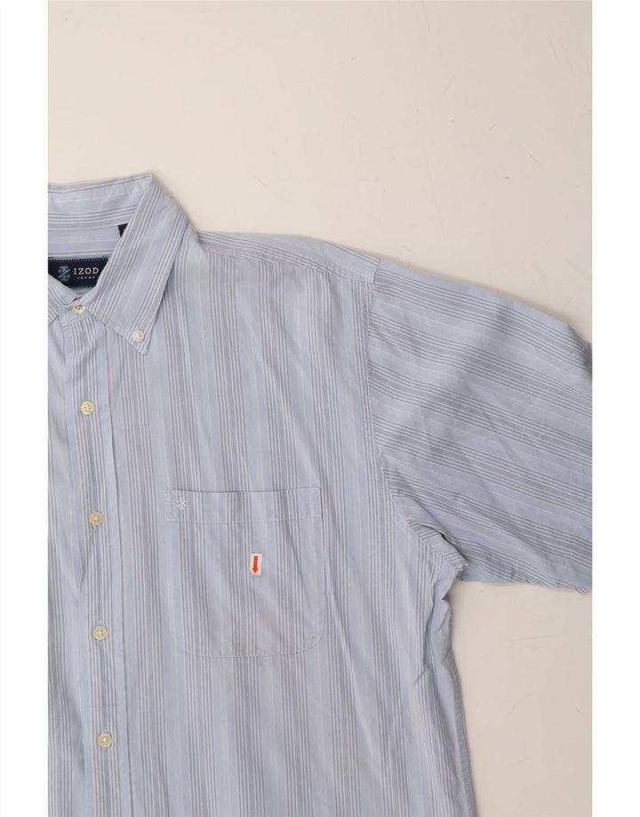 IZOD Mens Short Sleeve Shirt Large Blue Striped Cotton Vintage Izod and Second-Hand Izod from Messina Hembry 