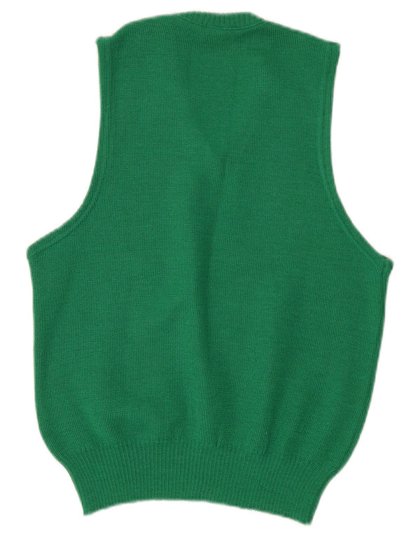 Vintage mujer chaleco tanque top Reino Unido 10 pequeño acrílico verde