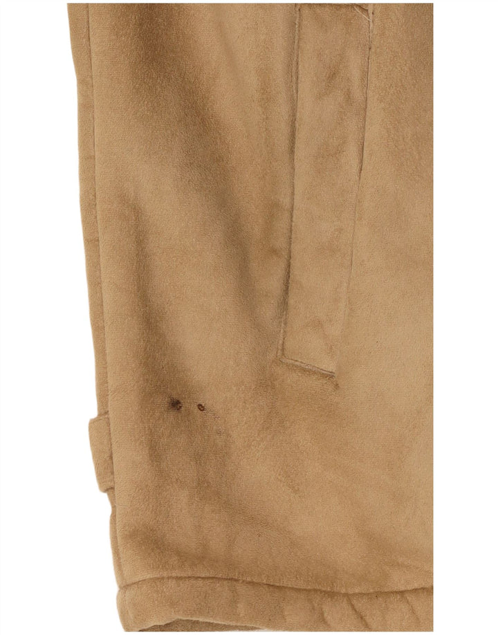 Vintage hombres Sherpa chaqueta Reino Unido 42 XL poliéster beige