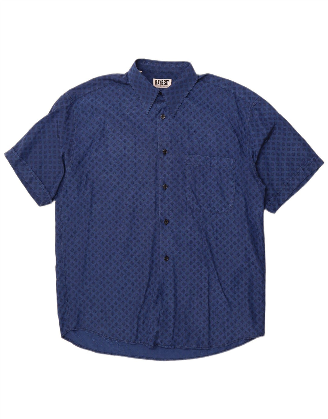Camisa Raybest Hombre Manga Corta XL Viscosa Geométrica Azul Marino