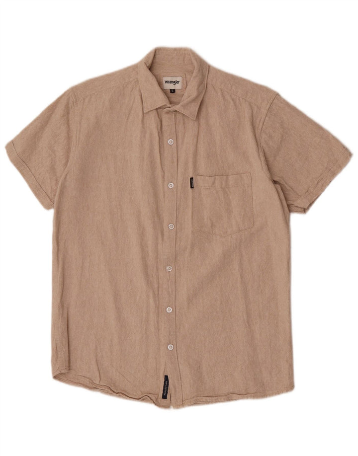 Wrangler Camisa De Manga Corta Para Hombre Grande Algodón Beige