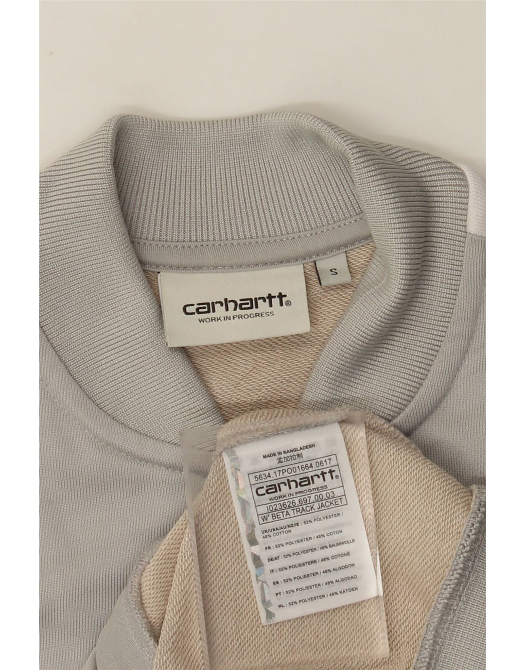 CARHARTT Chaqueta superior de chándal para mujer UK 10 Small Grey Colourblock