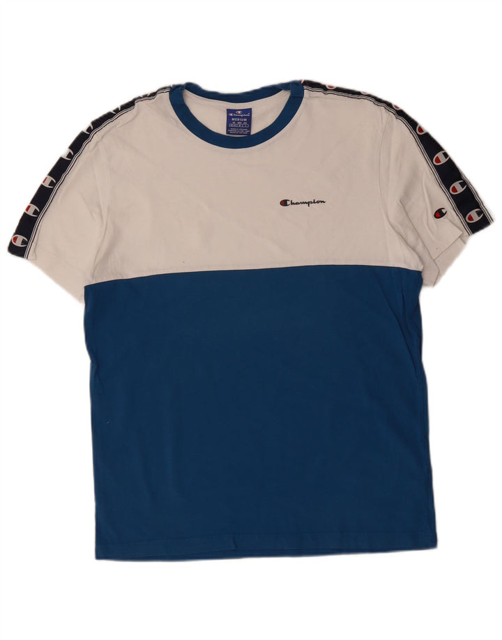 Champion Camiseta gráfica para hombre Top de algodón color block en azul medio