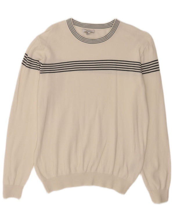 Reiss Jersey para hombre con cuello barco UK 6 XS Algodón a rayas blancas