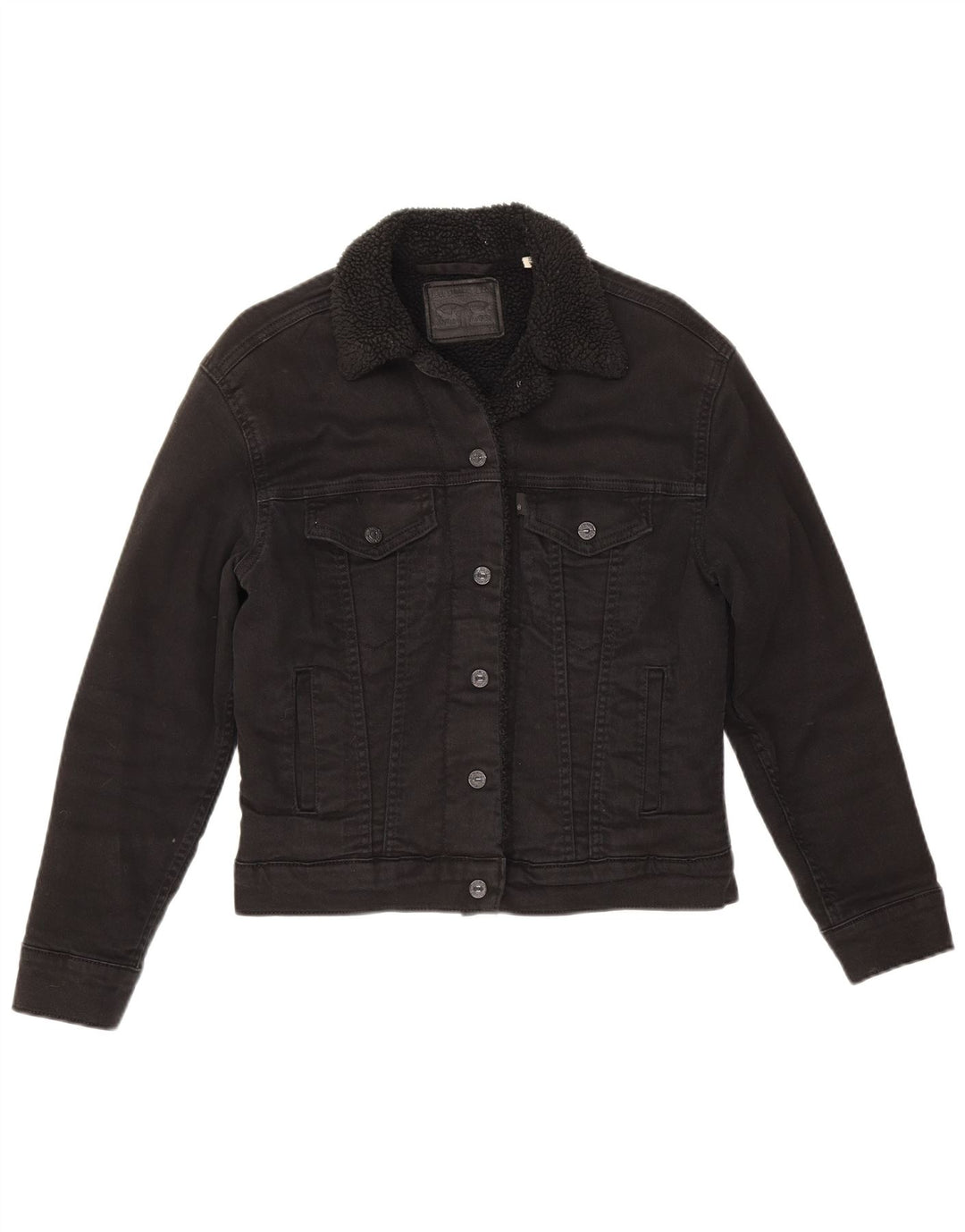 Levi's Chaqueta vaquera Sherpa para mujer UK 6 XS Algodón negro