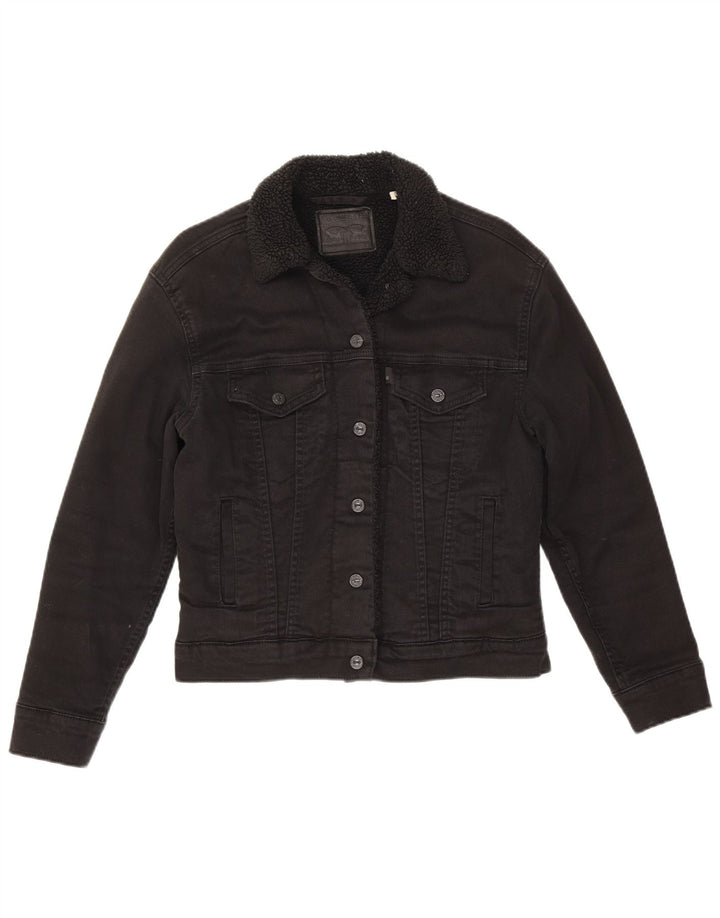 Levi's Chaqueta vaquera Sherpa para mujer UK 6 XS Algodón negro