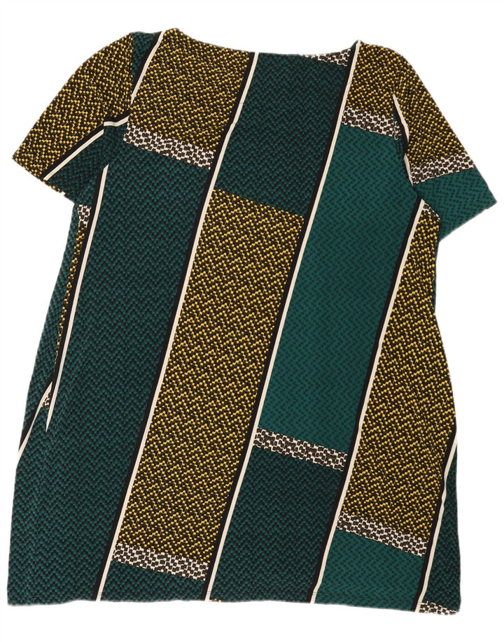 Marks & Spencer Vestido recto para mujer UK 22 3XL Verde Colorblock Poliéster
