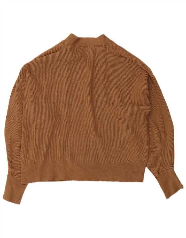 Zara Mujer Crop Cardigan Suéter UK 44 Viscosa Marrón Medio