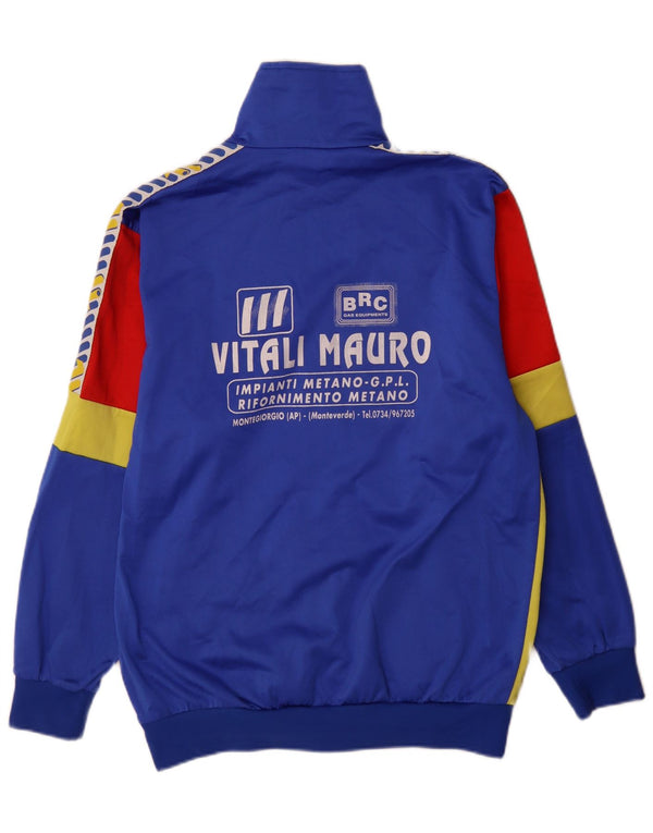 Vintage hombres gráfico chándal top chaqueta grande azul colorblock deportes
