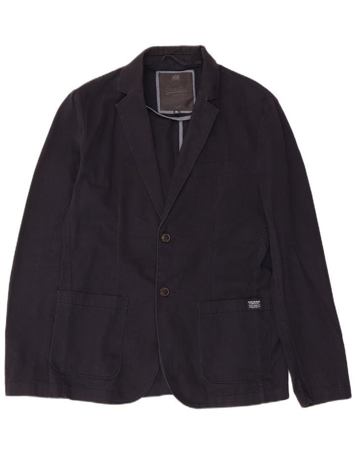 Superdry Chaqueta tipo blazer de 2 botones para hombre Reino Unido 40 Grande Algodón azul marino