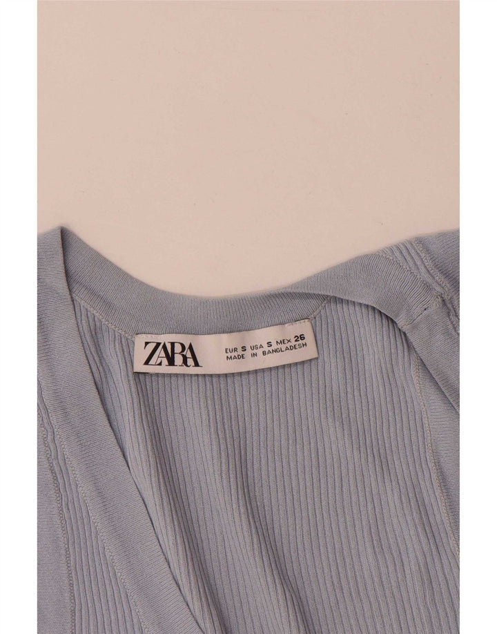 Zara Mujer Chaleco Top UK 10 Small Viscosa Azul