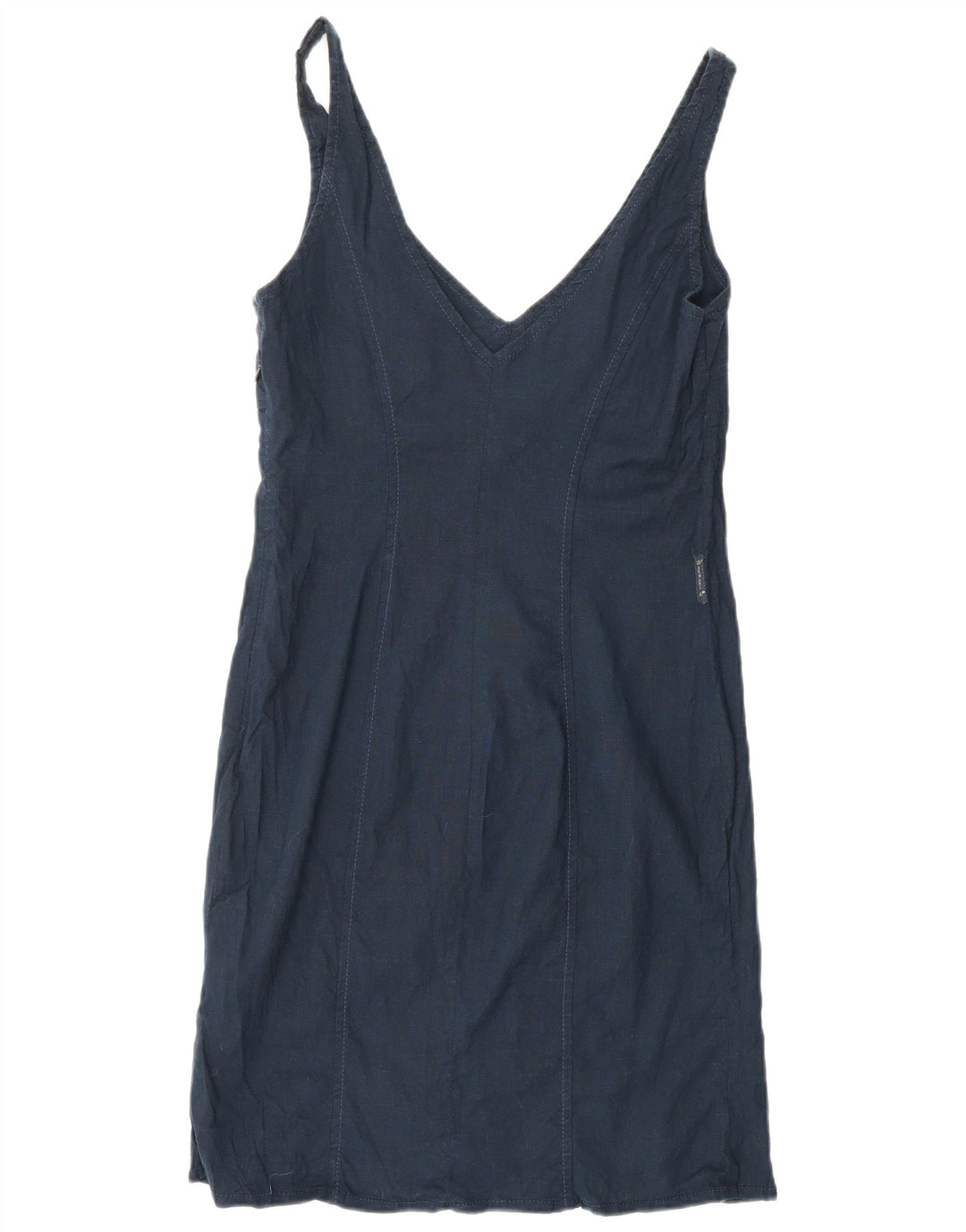 ARMANI JEANS Vestido tubo sin mangas para mujer IT 44 Lino azul marino mediano
