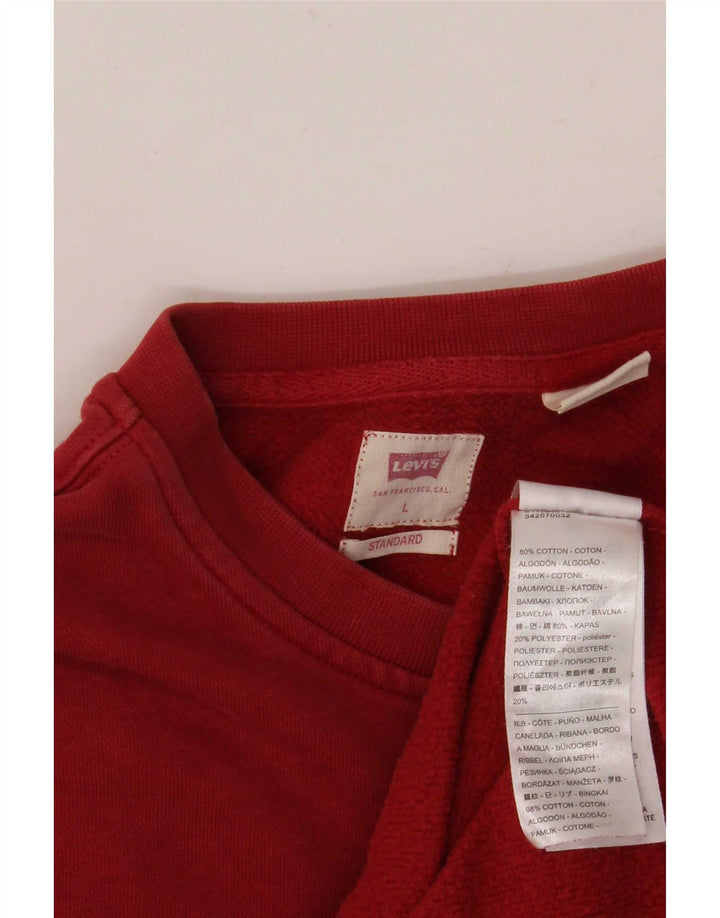Levi's Sudadera de corte estándar para hombre, tipo jersey, tamaño grande, algodón rojo