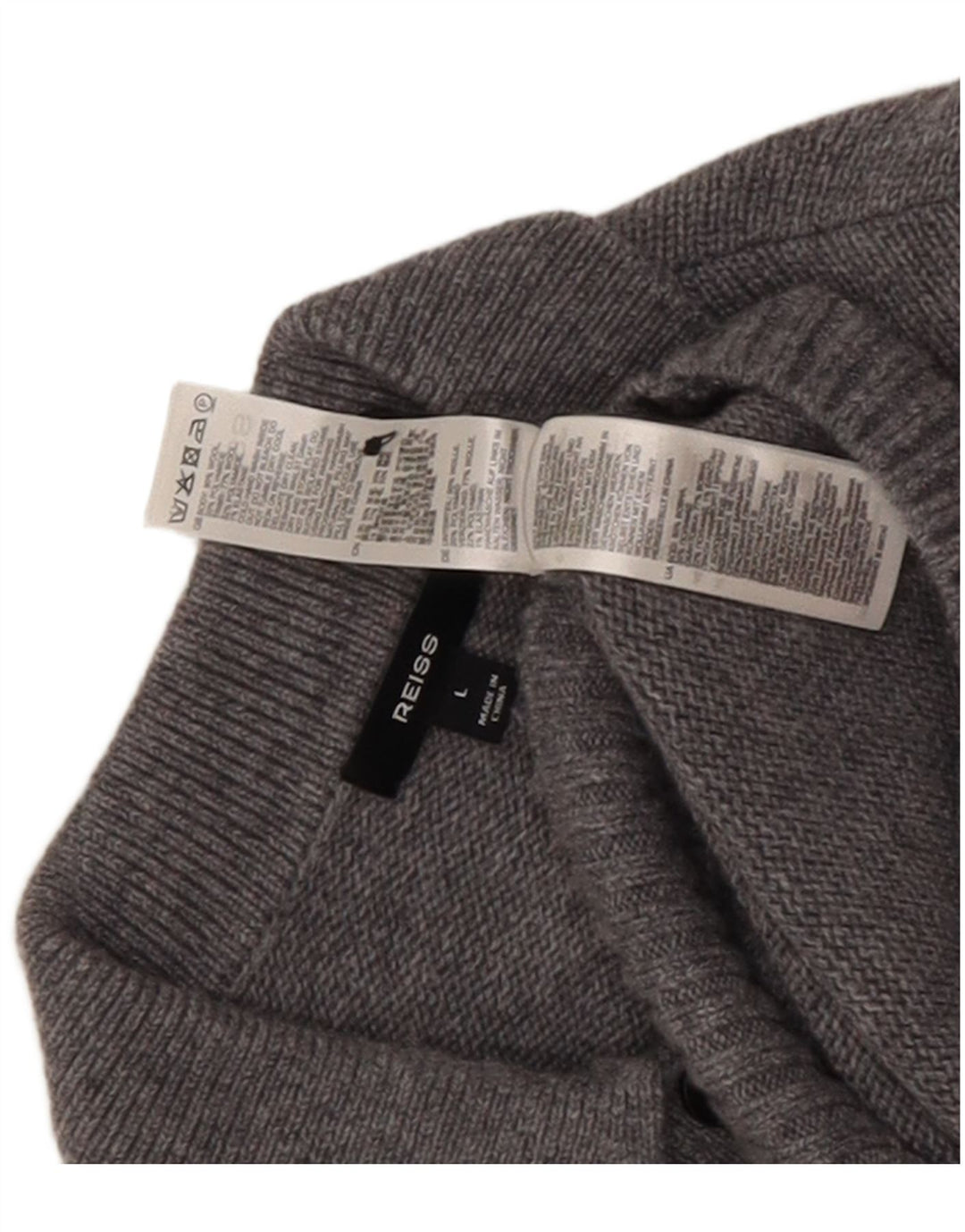 Jersey Reiss para hombre con cuello tipo polo de lana moteada gris grande