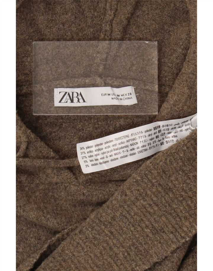 Zara - Jersey extragrande con capucha para mujer, talla 40, poliéster, color marrón medio