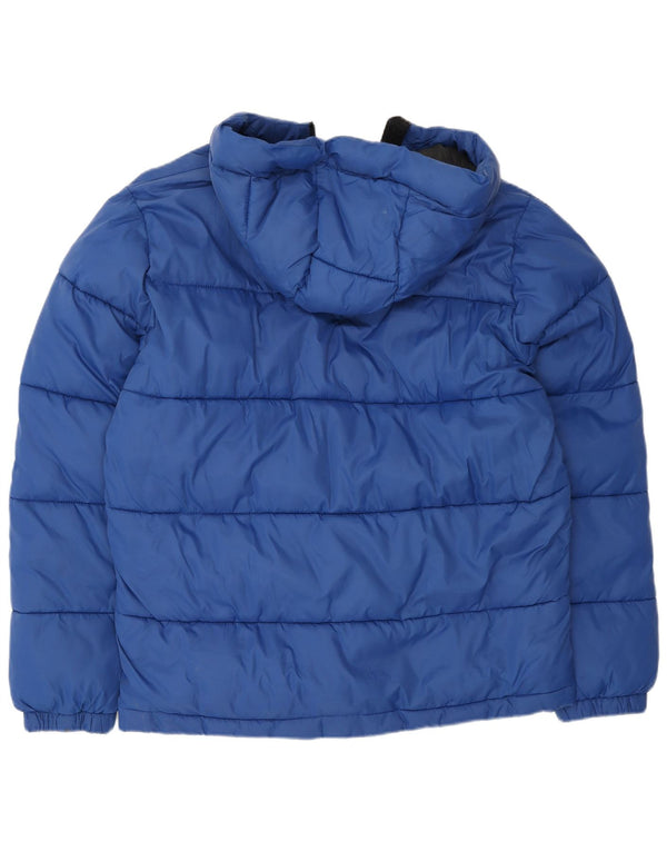 Hollister Chaqueta acolchada con capucha para hombre, Reino Unido 40, nailon azul grande
