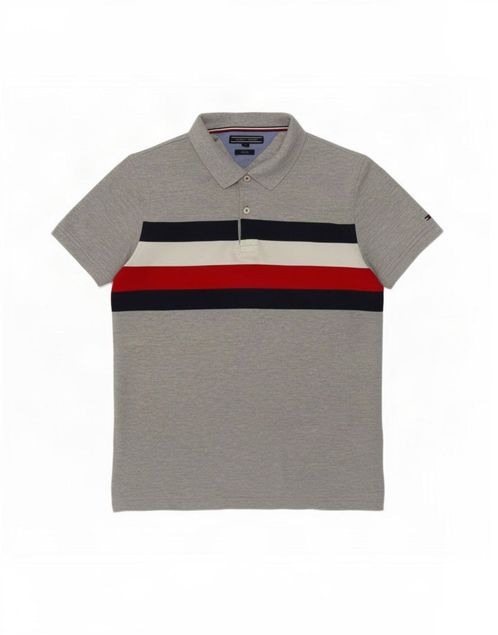 Polo Tommy Hilfiger Hombre Slim Fit Color Block Gris Medio