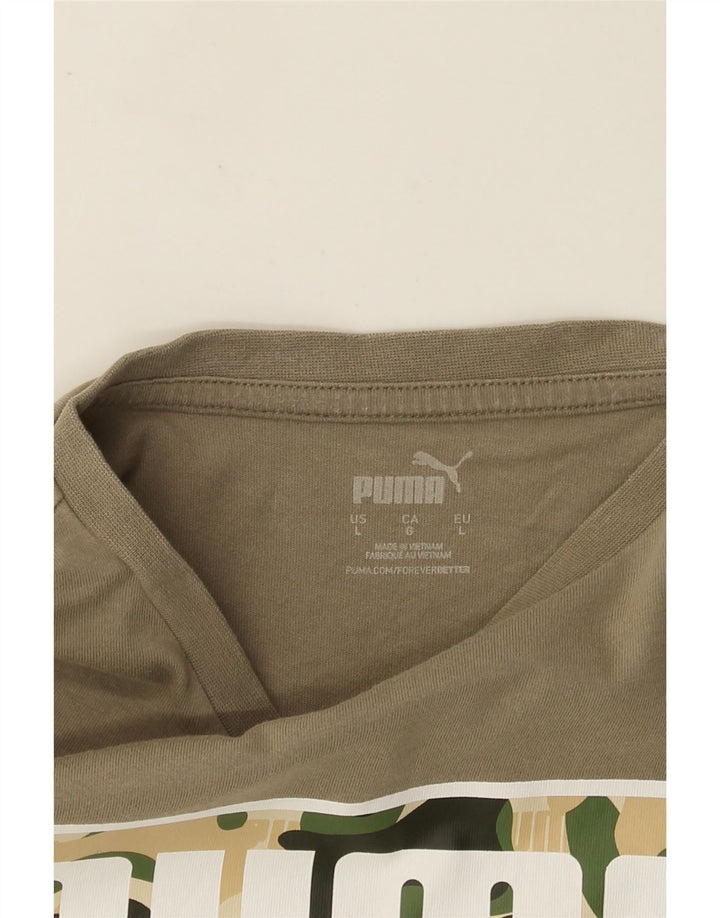 PUMA Camiseta gráfica para hombre, talla grande, color caqui