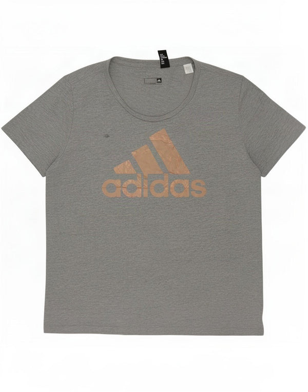 Adidas Camiseta gráfica para mujer Top UK 46 Grande Gris Algodón