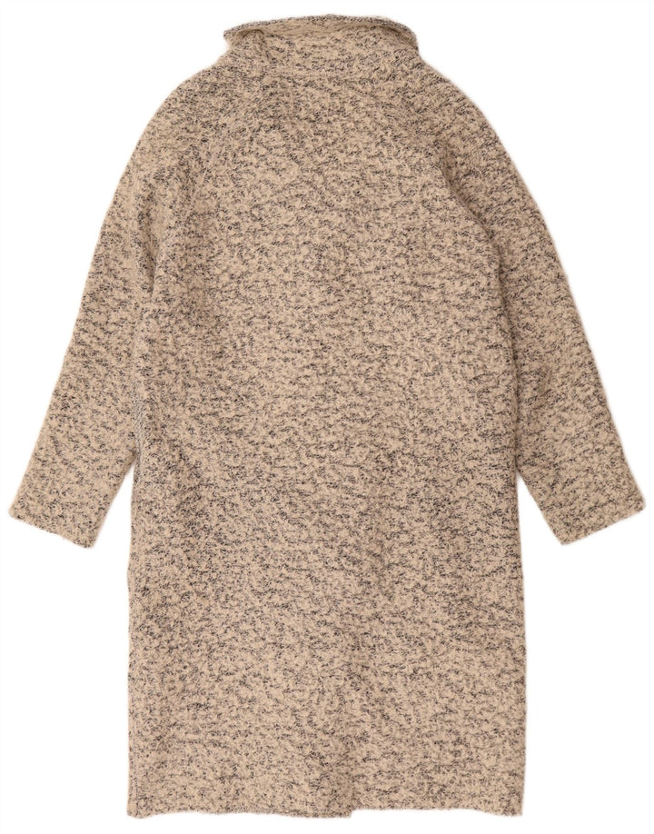 Zara Mujer Abrigo Extragrande UK 10 Small Lana Moteada Beige