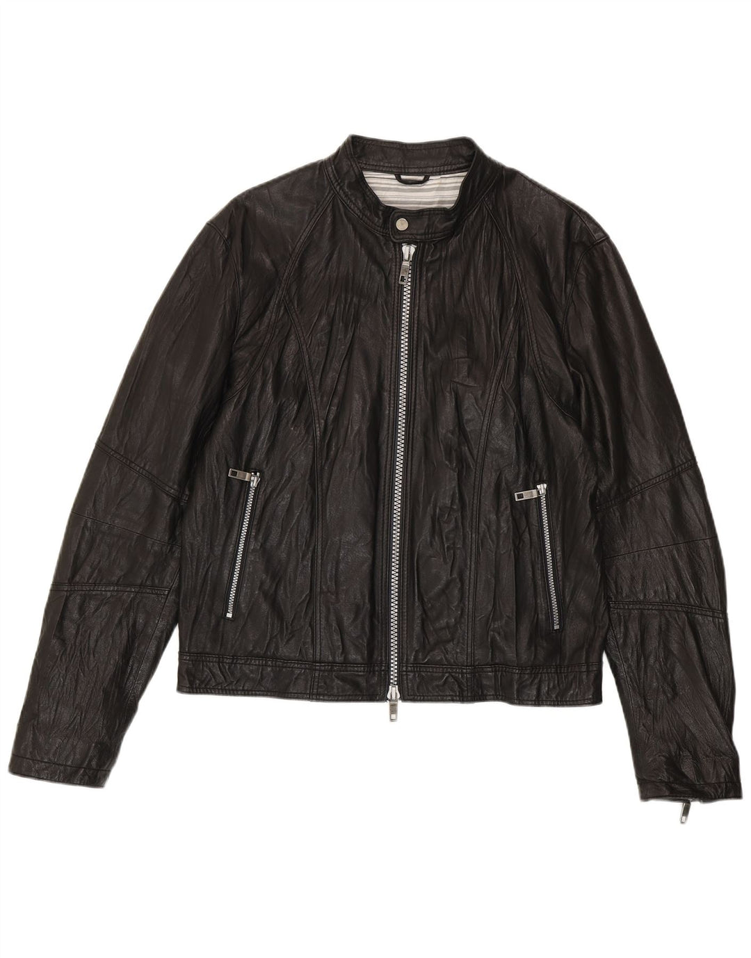 Vintage hombres bombardero chaqueta de cuero IT 52 XL cuero negro