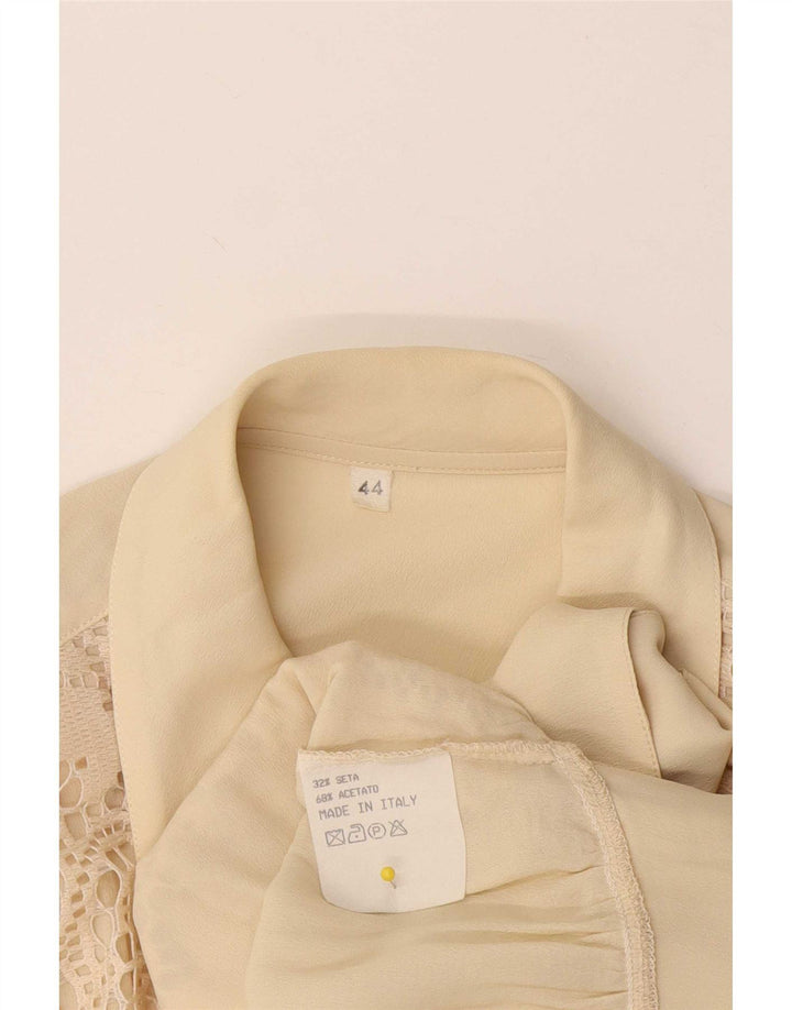 Blusa vintage para mujer IT 44 Seda floral beige medio